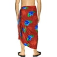thumbnail image 2 of HAPPY BAY Men's Pareo Swim Trunk Surfing Sarong Long Beach Wrap One Size Red, Hibiscus Palm Summer Vacation Party, 2 of 4