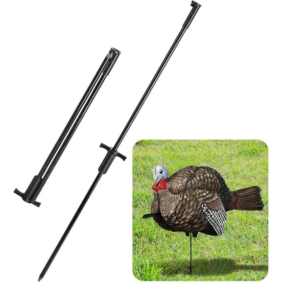 Ebaokuup 2Pcs Turkey Decoy Hunting Stake, Collapsible Turkey Mounting Stakes, Portable Decoys Pole for Outdoor Bait Trapping Replacement Accessories,2Pc