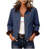 thumbnail image 7 of Womens Chore Coat Lightweight Button Front Contrast Point Collar Jacket Long Sleeve Work Casual Outerwear with Pockets, 7 of 7