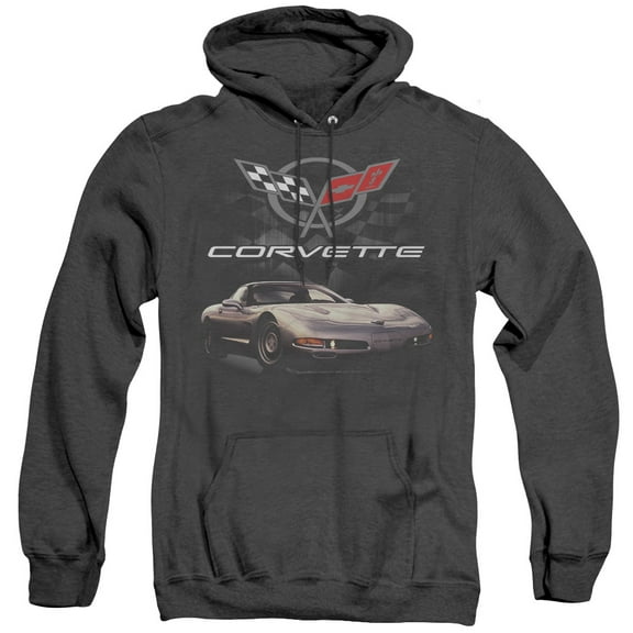 Chevrolet Checkered Past Adult Heather Hoodie Sweatshirt Black