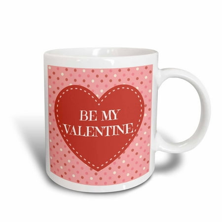 Design 24 Ounce Teapot - 3dRose Be My Valentine, polka dot design background, Ceramic Mug, 15-ounce
