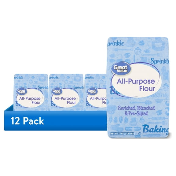 (4 Pack) Great Value All-Purpose Flour, 32 oz