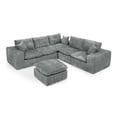 thumbnail image 6 of 107" Modern Boucle L-Shaped Sectional Sofa with Moveable Ottoman for Living Room, Comfy Cloud Couch with Pillows, Diy Combination (Gray), 6 of 11