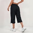 thumbnail image 4 of LEAVINGSUO Cargo Pants Women Solid Color Casual Straight Leg Stretch Waistband Pocket Workwear Capri Pants Black S, 4 of 7