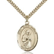 Gold Filled St. Isaac Jogues Pendant 1 x 3/4 inches with Heavy Curb Chain