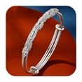 thumbnail image 4 of Homesteed Sterling Silver Bangle Bracelet for Women Adjustable Open Cuff 925 Silver Simple Fashion Jewelry Gift, 4 of 8