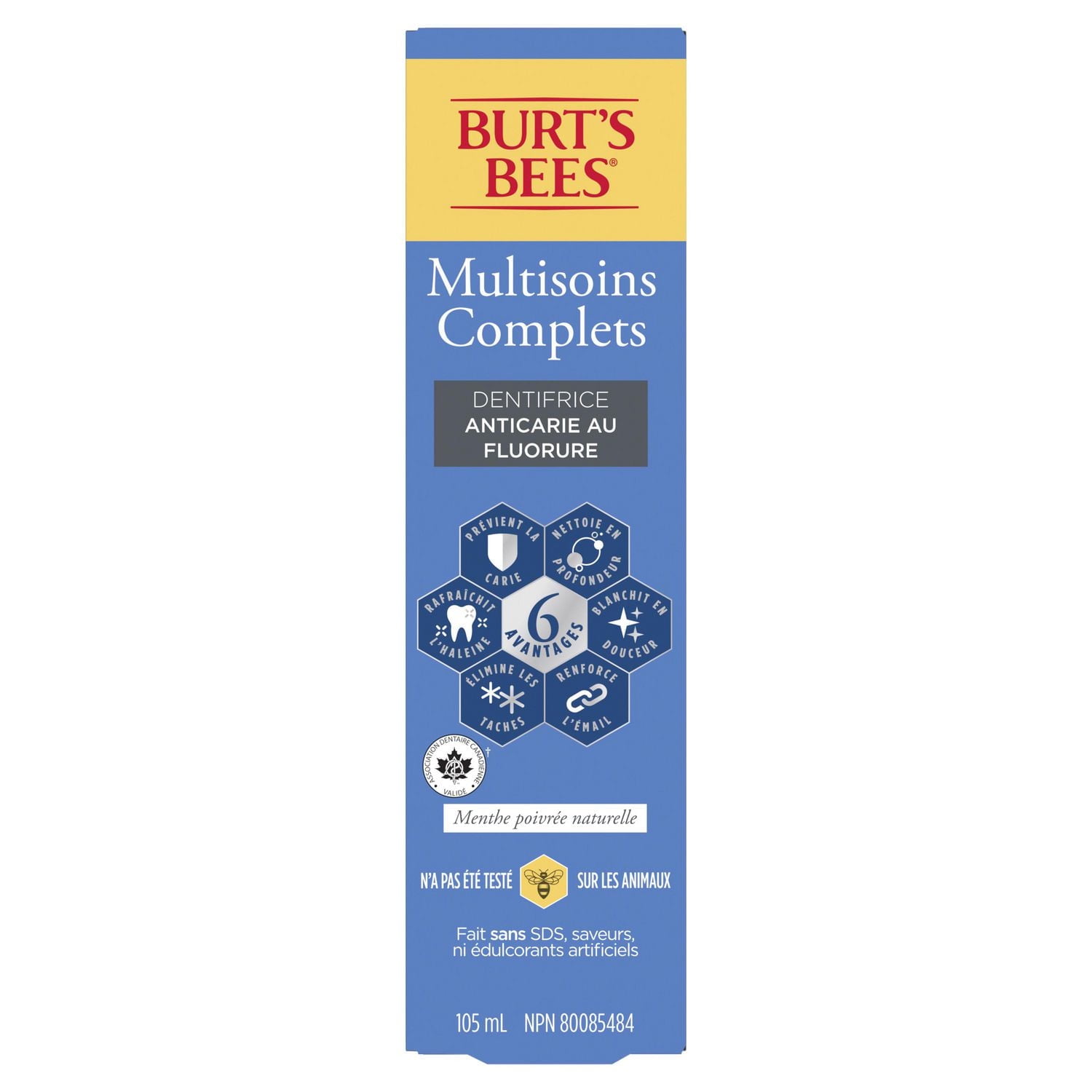 Burt's Bees Toothpaste Complete Multi Care, 105 mL, Natural Source Flavour