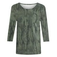 thumbnail image 4 of ZQUUVOU Women's T-Shirt Printed Blouses 3/4 Sleeve Crew Neck Blouse Olive Green (4XL), 4 of 5