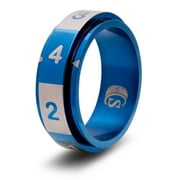 CritSuccess d4 Dice Ring with 4 sided Die Spinner (Size 11 - Stainless Steel - Blue)