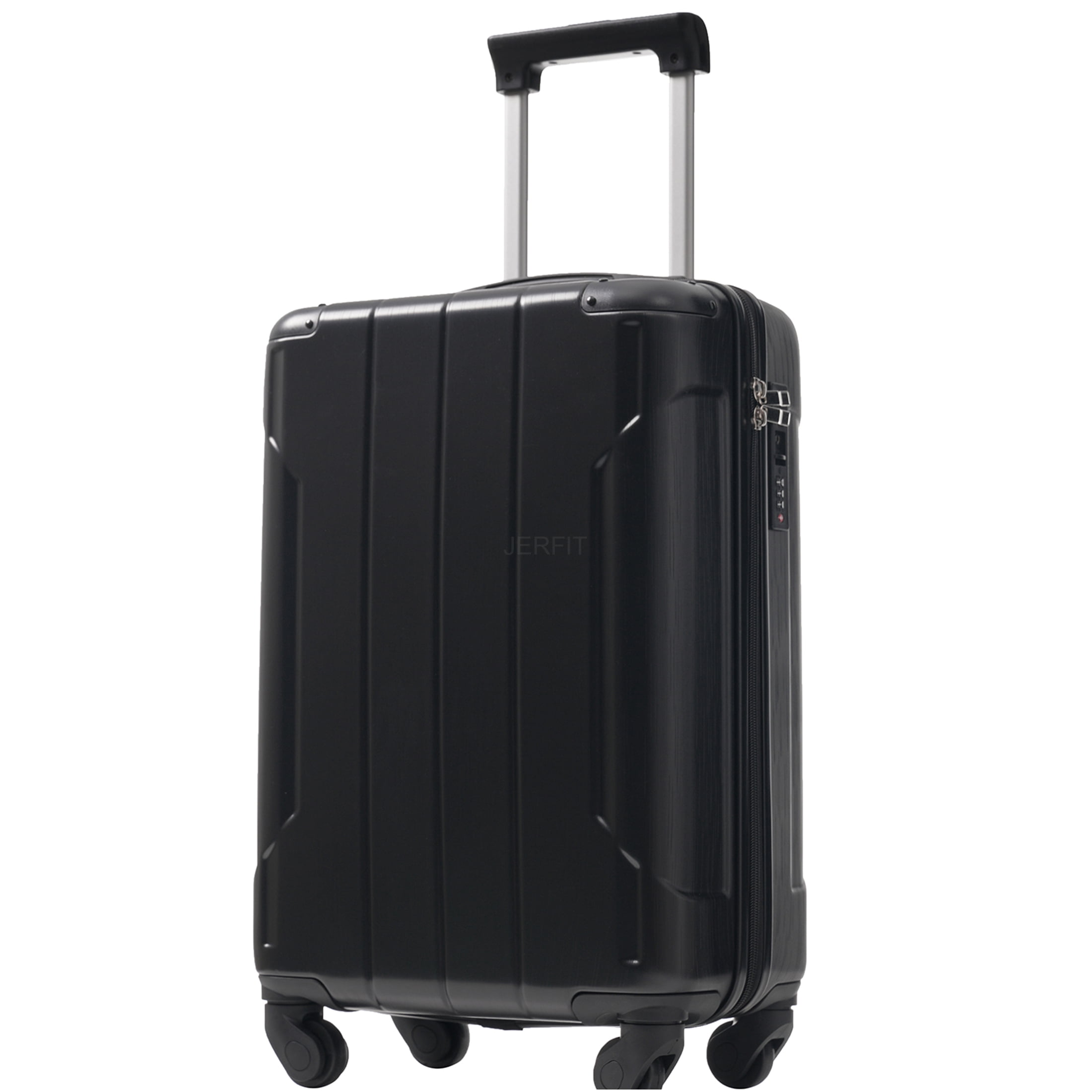 JERFIT 20-Inch Carry On Luggage with TSA Lock, Hardshell ABS Spinner Suitcase, Lightweight Check-In Approved Underseat Travel Bag, Includes Packing Cubes, Black