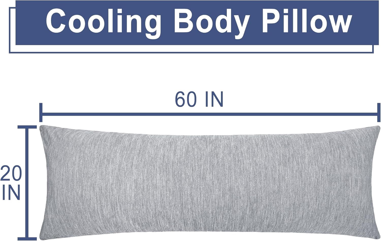 Cooling Body Pillow for Adults, 20x60 Inch Light Grey - Shredded Memory Foam Body Pillow with Removable & Adjustable Filling, Full Body Support for Side Sleepers, Pregnancy & Pain Relief