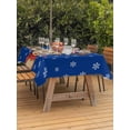 thumbnail image 2 of Outdoor Tablecloth with Umbrella Hole and Zipper, Merry Christmas Rectangle Table Cloth 60x102 Inch Waterproof Tablecloth, Blue Winter Xmas Hat Deer Snowflake Picnic Table Cover for Patio Camping, 2 of 7