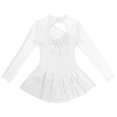 thumbnail image 5 of TTAO Women's Adult Figure Ice Skating Dress Cutout Backless Ballet Dance Leotard Costume White Medium, 5 of 7