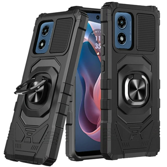 SPYCASE For Motorola Moto G Play 2024 Case Phone Shockproof Cover Kickstand Rugged Cell Phone Case - Black