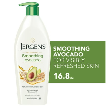 Jergens Hand and Body Lotion, Oil-Infused Smoothing Avocado Body Lotion, 16.8 Oz