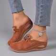thumbnail image 2 of Rokment Womens Buckles Orthotic Clogs with Arch Support Trendy Casual Suede Closed Toe Platform Wedges Mid Heels Mules Backless Sandals for Ladies Summer Fall Brown Size 9, 2 of 9