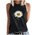 thumbnail image 2 of WREESH Summer Tops Women's Fashion Crew Neck Tank Top with Floral Print Sleeveless Shirts Black, 2 of 5