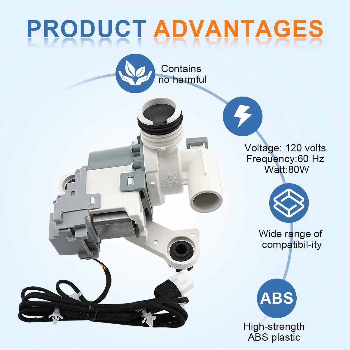 Washer Drain Pump Assembly, Replacement Part for Samsung Top Load Washing Machine, Compatible with WA45H, WA48H, WA50K, WA52J, WA40J | Replaces DC97-19289F