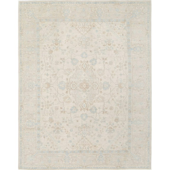 Hand Knotted Oushak Wool Rug - 9'4'' x 11'10''