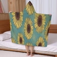thumbnail image 5 of Blue Sunflower Pattern Hooded Bath Towel，50"x30" for Ages 3 To 12 Kids, Quick Dry Lightweight Soft Microfiber Hood Beach Towel Cover Up for Kids, 5 of 7