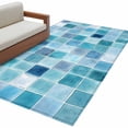thumbnail image 2 of Area Rug 48×72in, Blue White Color Block Floor Carpet Living Room Rug, Summer Ocean Watercolor Square Non-Slip Welcome Mat Indoor Rugs for Bedroom Dining Room, 2 of 9