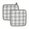 thumbnail image 2 of VHC Brands Cotton Pot Holder Set of 2, Heat Resistant, Kitchen Potholders, Annie Buffalo Check Collection, Square 8x8, Ash Grey, 2 of 3