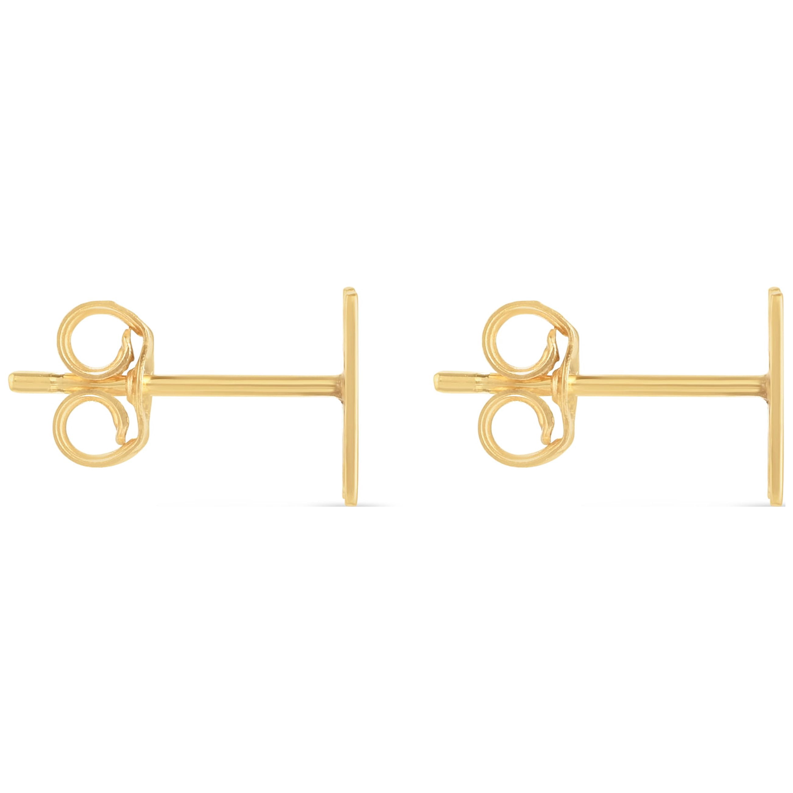 Karat Rush 14KT Yellow Gold High Polished Block Initial Studs "H" with Post-with-Friction-Back. Adult Unisex. No stones