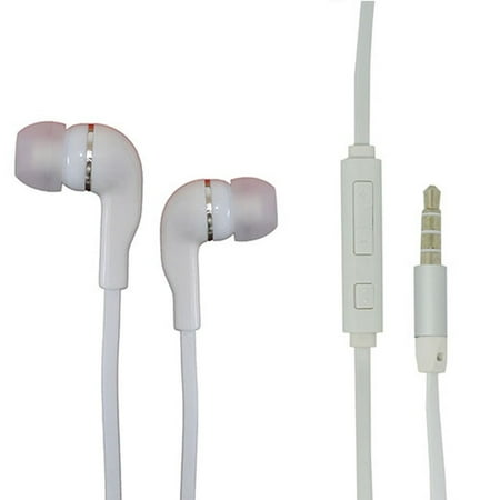Mobile Phone Audio For Android Cell Phone 3.5mm White Color Audio Earphone Headphones Headset Earbuds Volume Control With Microphone Hands Free ()
