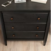 (2 pack) My Texas House Monroe 3-Drawer Nightstand with USB, Raven Black Oak