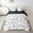 thumbnail image 2 of Manfei Abstract Face Patterned 7pcs Bedding Comforter Set,Modern Artistic Art Queen Bedding Sets,Black White Queen Sheet Sets For Boys Kids,Ultra Soft Home Decor Reversible, 2 of 8