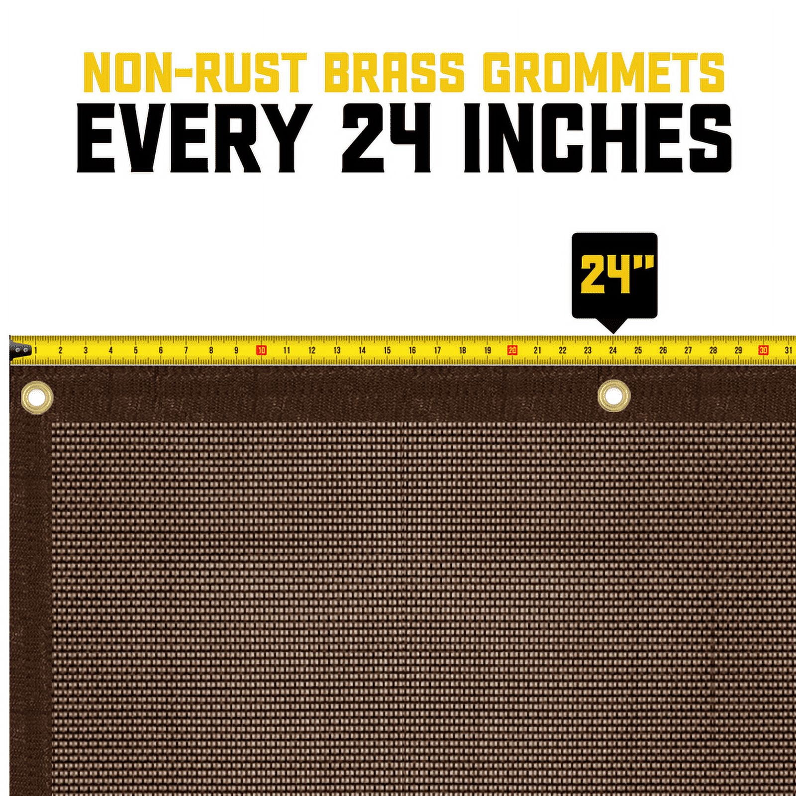 Core Tarps 60% Brown Shade Cloth with Grommets - 18 X 24 FT Heavy Duty Mesh Tarp - Sun Shade Cloth for Garden Vegetables Plants Greenhouse Outdoors Backyard Fences Dump Trucks Patio Mesh Shade Tarp