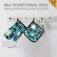 thumbnail image 4 of Yayeee Oven Mitts and Pot Holder Set of 2 Heat Resistant Kitchen Gloves Baking Hot Pad, Light Blue Geometric Pattern, 4 of 5