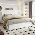 thumbnail image 2 of Einfach King Size Lift up Platform Storage Bed Frame with Velvet Upholstered Wingback Panel Headboard, White, 2 of 11