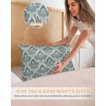 thumbnail image 5 of Hokiten King Size Pillow Cases Set of 2, Pillow Covers for Bed, Boho Floral Satin Pillowcases with Zipper for Hair/Skin, Pillow Protector Cover, Retro Teal Blue Flower Vintage 20x36 Inches, 5 of 6