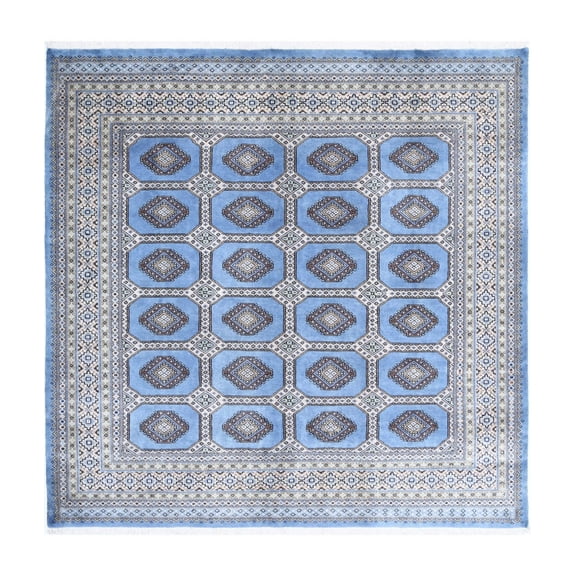 Hand Knotted Tribal Bokhara Wool Rug - 6'7'' x 6'5''