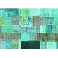 thumbnail image 1 of Ahgly Company Machine Washable Indoor Rectangle Patchwork Turquoise Blue Transitional Area Rugs, 6' x 9', 1 of 4