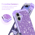 thumbnail image 6 of Casetego Phone Case for iPhone 16 Plus Case,Glitter Bling Heavy Duty Hybrid Sturdy High Impact Shockproof Protective Cover,Shiny Purple, 6 of 7