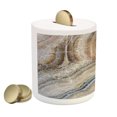 thumbnail image 2 of Marble Print Piggy Bank, Surreal Onyx Stone Surface Pattern Pale Blue Details Picture, Ceramic Coin Bank Money Box for Cash Saving, 3.6" X 3.2", Cinnamon Beige Tan, by Ambesonne, 2 of 4