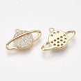 thumbnail image 2 of 30pcs Brass Micro Pave Cubic Zirconia Pendants Nickel Free Real 18K golden Plated Planet Universe Space Charms Clear 10x16x2.5mm Hole: 1mm, 2 of 2