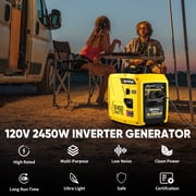 2450W Portable Inverter Generator for Home Use,Super Quiet Outdoor Generator for Camping Outdoor Emergency Power Backup,1.6Gallon Large Fuel Tank Up to 8.3 Hours Use,EPA Compliant