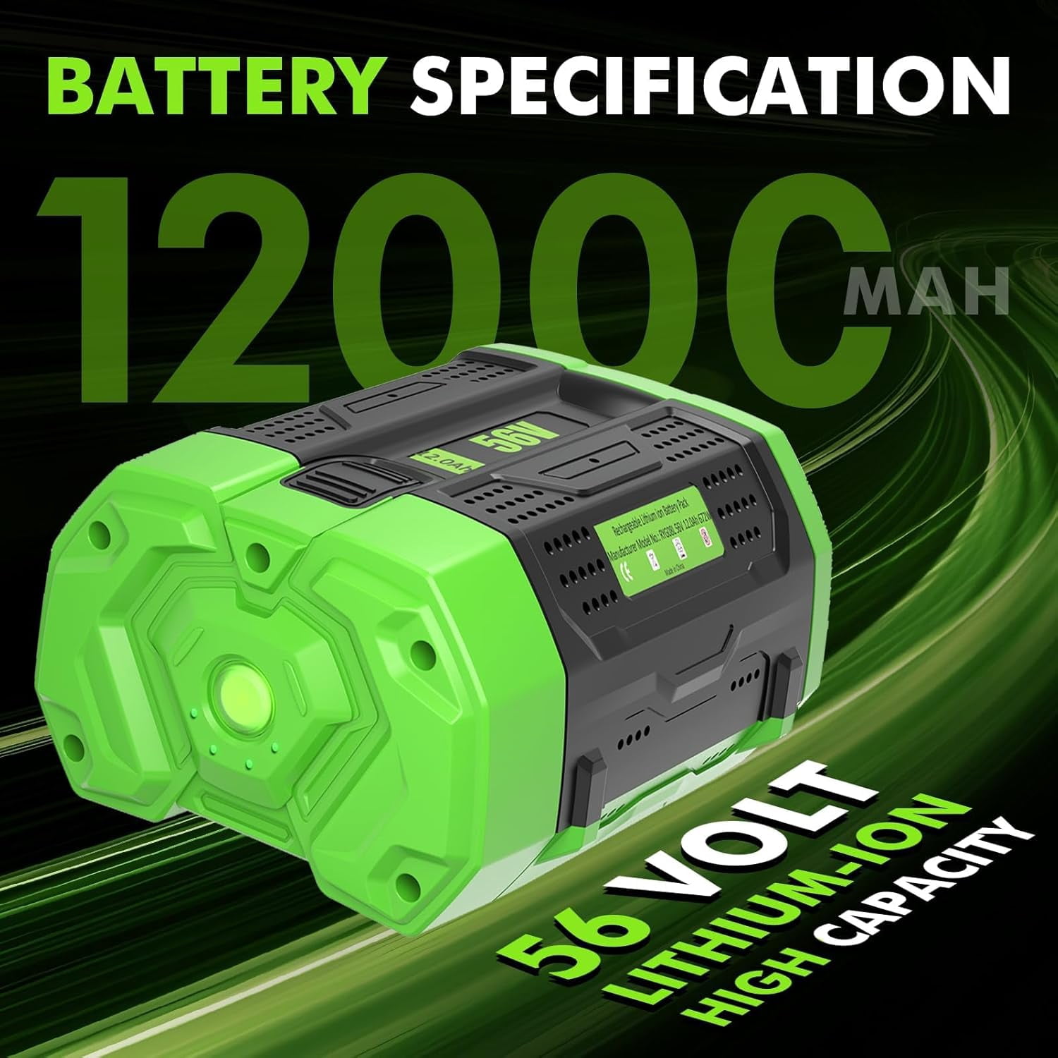 12.0Ah Replacement for EGO Batteries Compatible with EGO 56 Volt Batteries BA2800T BA2800 BA4200 BA1400