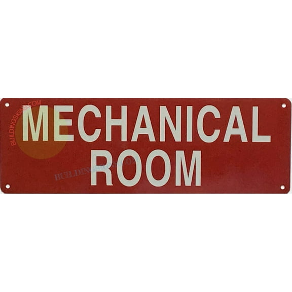 MECHANICAL ROOM SIGN(4x12,RED,ALUMINUM) -ref19722