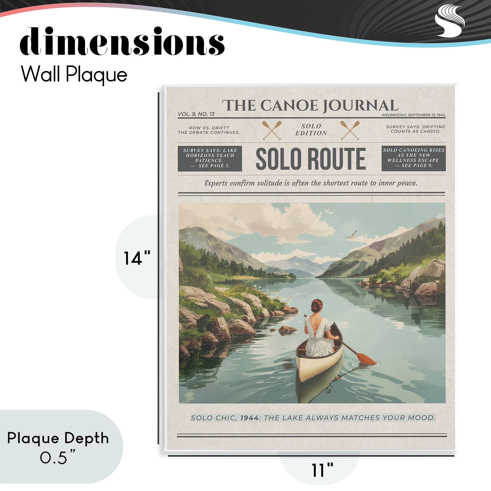 Stupell Industries Canoe Journal Newspaper Wall Plaque Art, design by A Barefoot Stylist