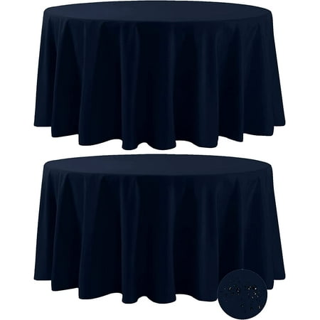 

XIACOCO-2 Pack Waterproof Round Tablecloth 108 Inch Stain Resistant And Wrinkle Polyester Table Cloth Fabric Table Cover For Kitchen Dining Wedding Party Holiday Dinner-Navy