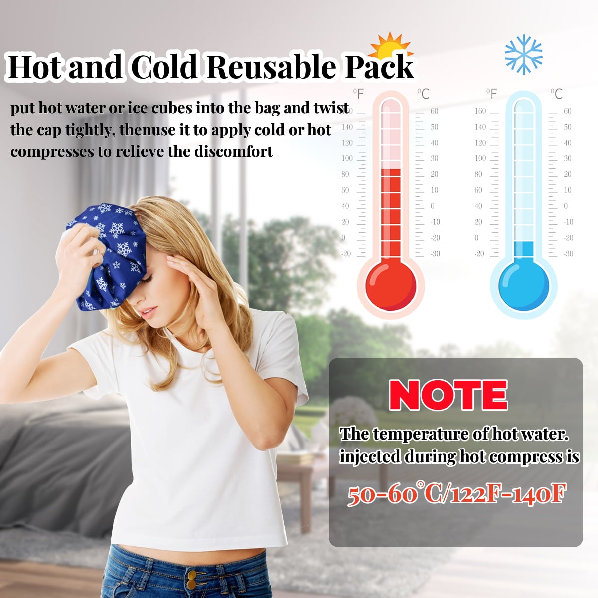 Bags of Ice for Injuries Reusable Bagged Ice for Hot Cold Therapy and Pain Relief with Elastic Breathable Support Wrap 4 Packs 3 Sizes