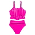 thumbnail image 4 of YDFCWXW Girls Swimsuit 2 Piece Bikini Set Tiered Ruffled Bathing Suit Adjustable Straps Girls' Swimwear (Hot Pink, 15-16 Years), 4 of 5