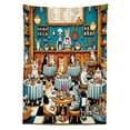 thumbnail image 2 of Ambesonne Cat Outdoor Tablecloth, Whimsical Restaurant Pixel Art, 58"x104", Sea Blue and Marigold, 2 of 2