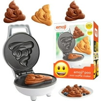 Emoji Poop Mini Waffle Maker- Breakfast Fun for Kids w Cute Smiley Face Design, 4" Waffler Iron Makes Poo Shaped Pancakes or Waffles, Electric Non Stick Appliance w Recipes, Funny Gag Gift