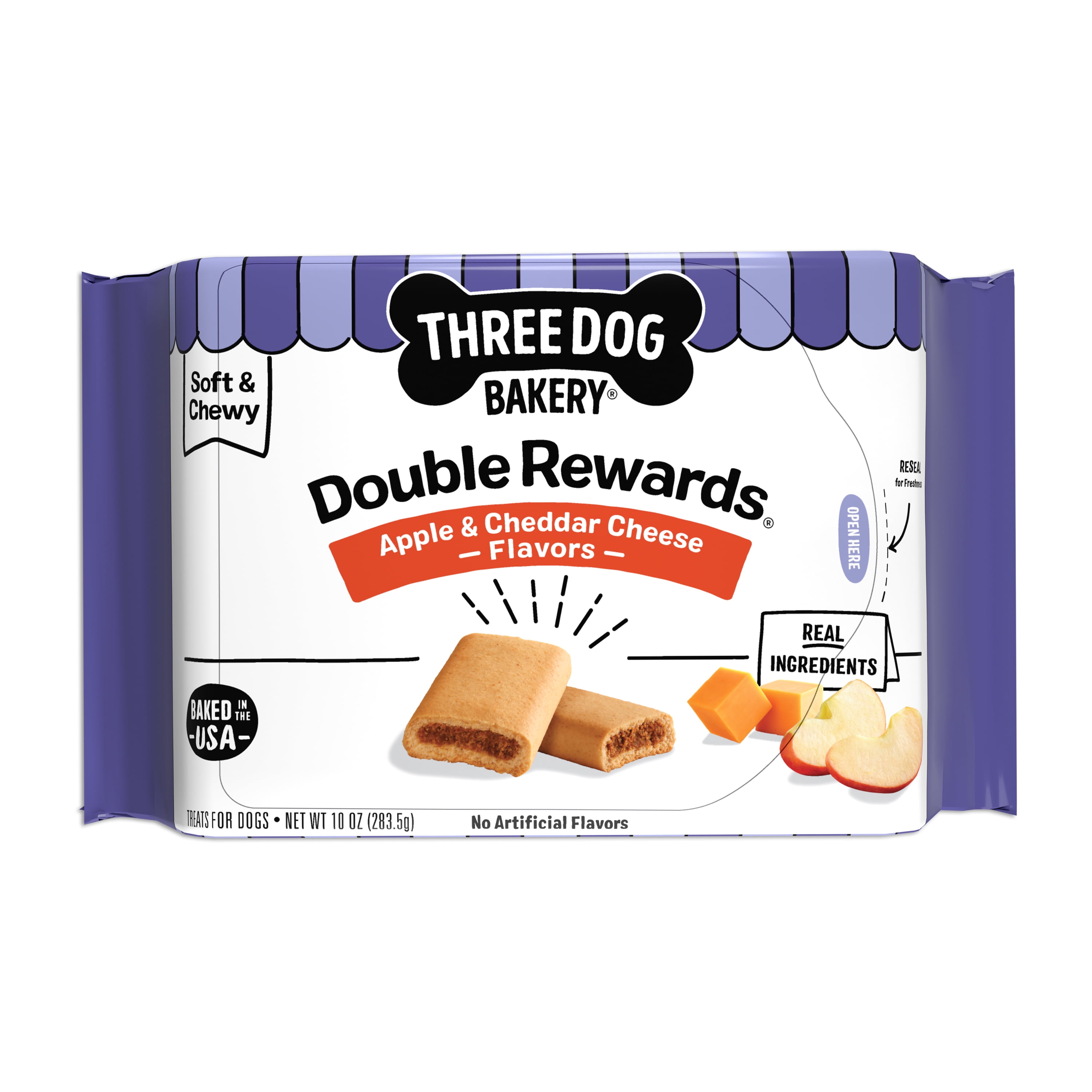 Three Dog Bakery Double Rewards Soft & Chewy Doggy Biscuits Snacks