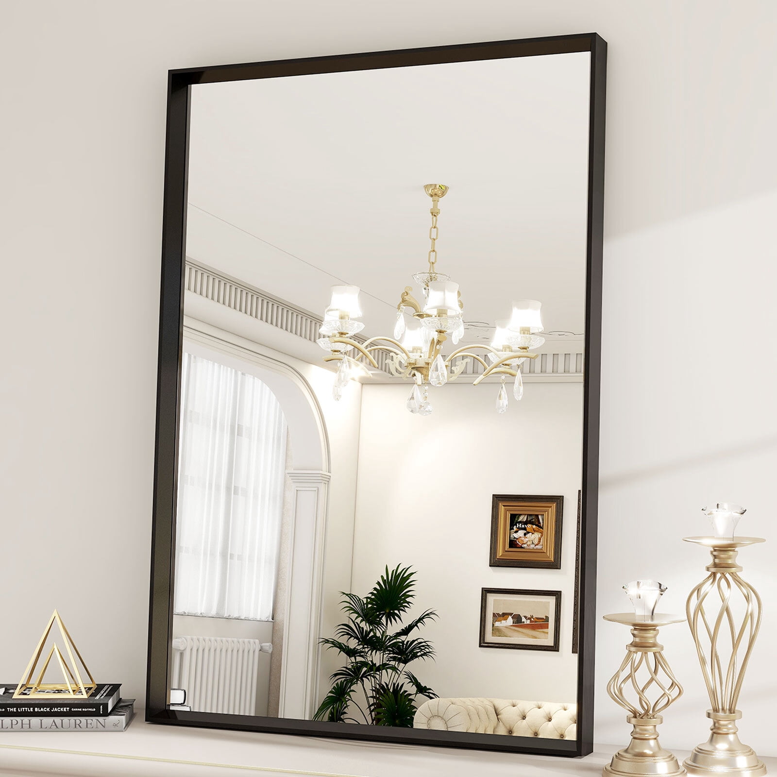 Anyrose 30.2"x20" Rectangular Deep Framed Vanity Bathroom Mirror, Black